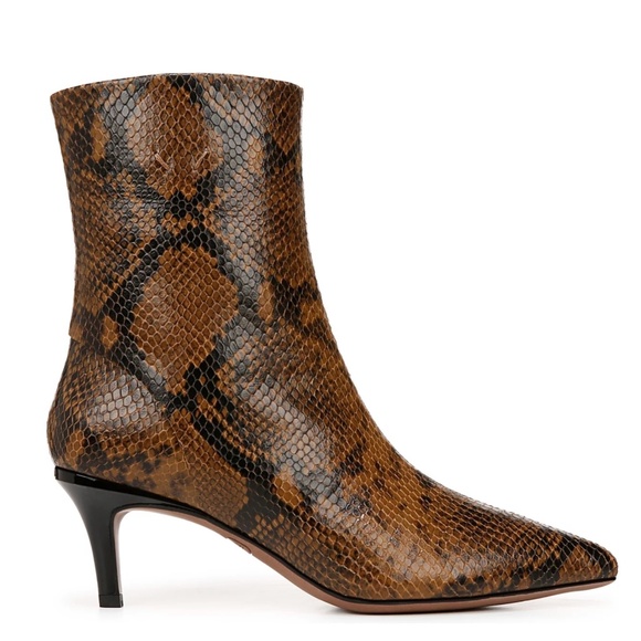 Franco Sarto Leather Kitten Heel Bootie Taupe Snake Print  SZ 9.5 - Picture 1 of 15